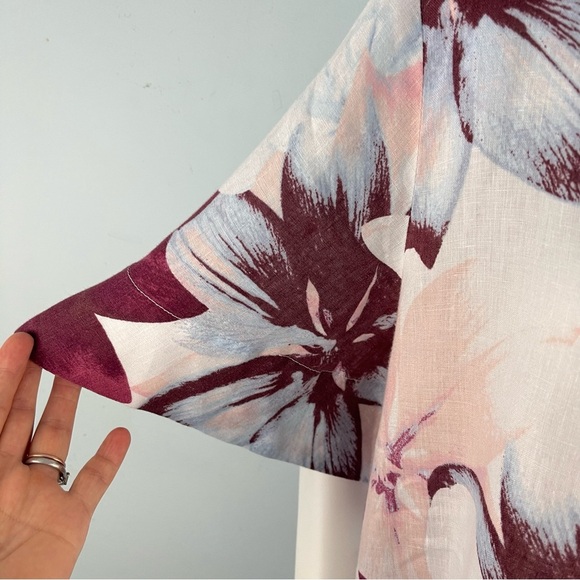 Lord & Taylor Plus Size 1X Boxy Floral Linen Shirt Top Popover Summer Resort - Picture 6 of 13